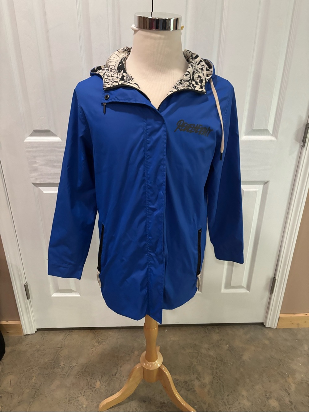 REBEL EIGHT MENS NYLON BLUE HOODED JACKET SIZE M